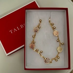 NWT Talbots Pink, Cream, Gold Leopard Long Necklace
